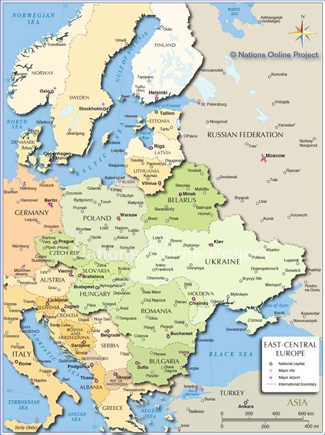 central europe map with cities